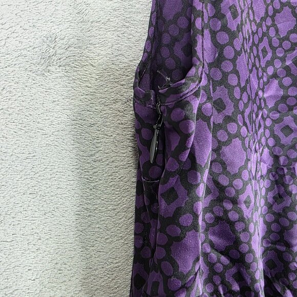 Womens Banana Republic Purple & Black Sleeveless Dress V Neck Polyester Size 4 - Picture 9 of 12